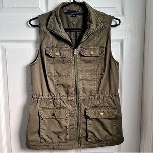 3/25$💥 Tommy Hilfiger utility Vest Green military Women Small sleeveless jacket
